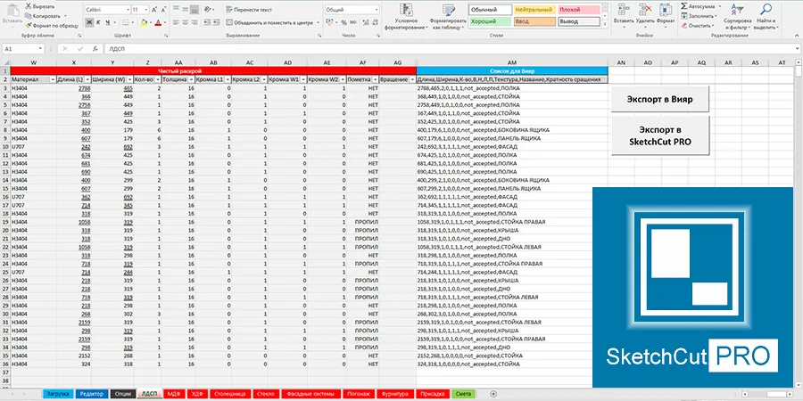 Обработчик отчётов Redcut 4.2.9: экспорт в SketchCut PRO