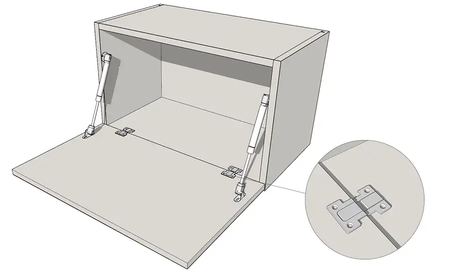 Мебельные врезные петли для откидных фасадов