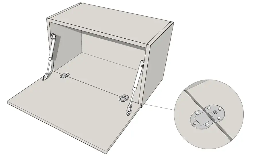 Мебельные врезные петли для откидных фасадов