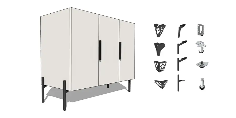 Большой набор декоративных ножек и мебельных опор.