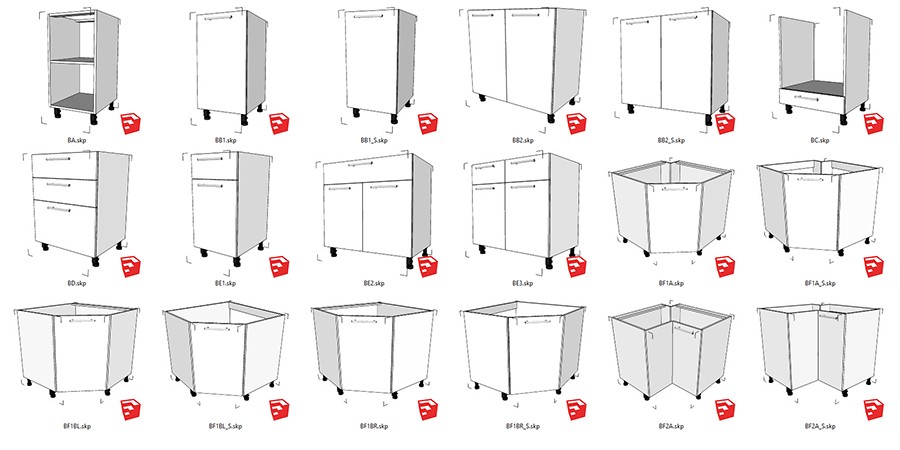 Комплект нижних шкафов библиотеки EasyKitchen 3