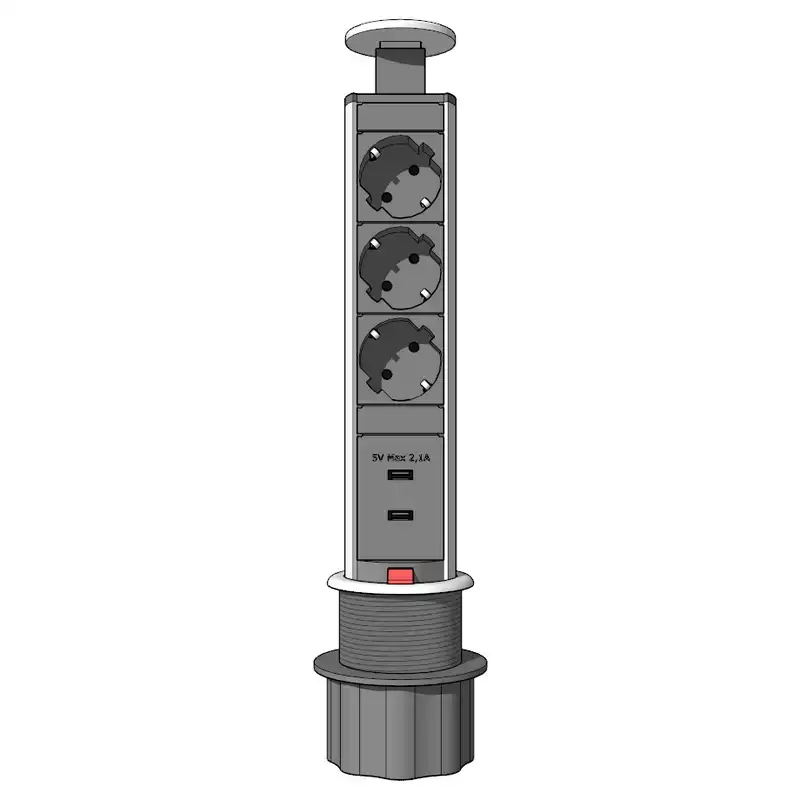 Выдвижной блок розеток (3 гнезда 2 USB)