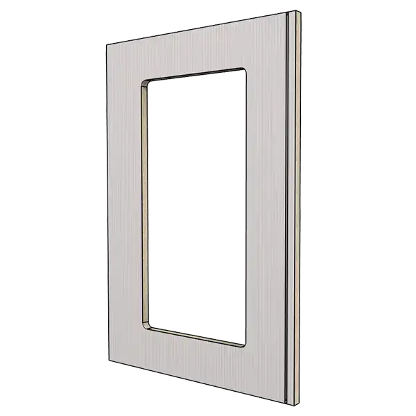 Front furniture panel with cutout and notch