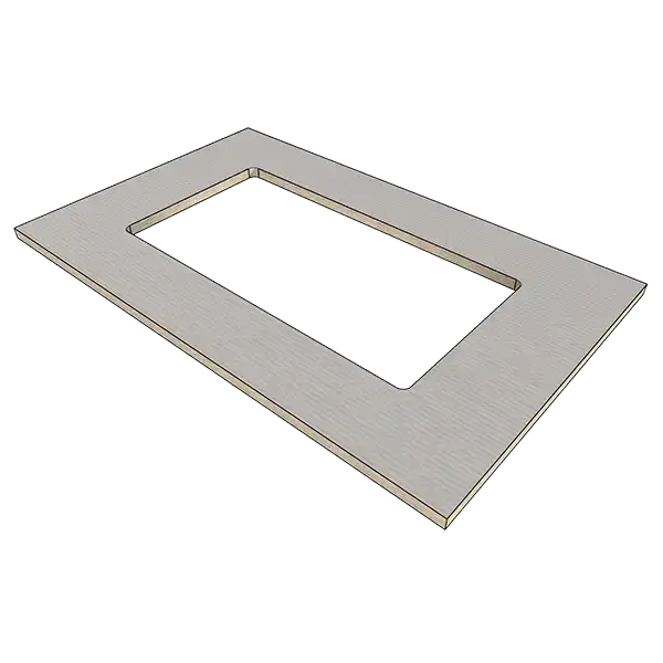 Horizontal furniture panel with cutout