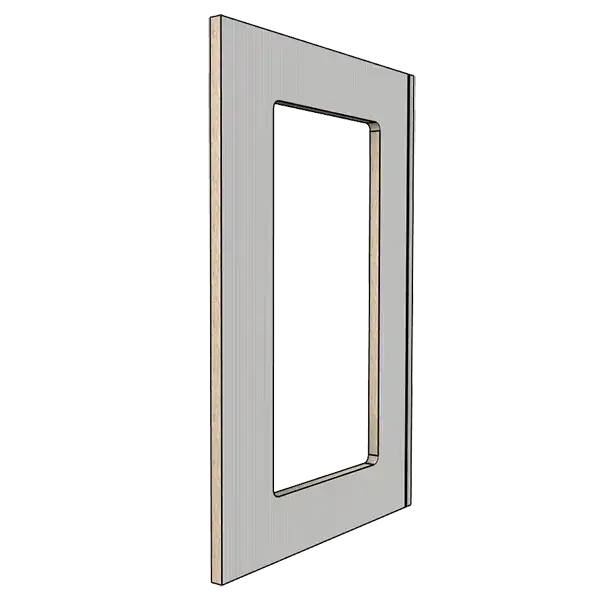 Vertical furniture panel with cutout and notch