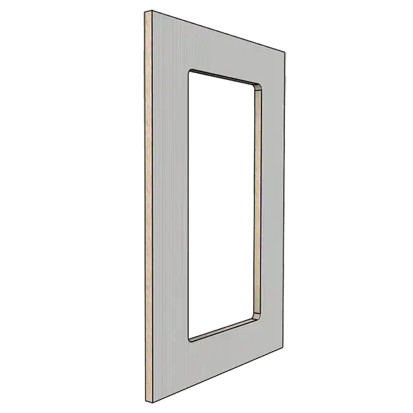 Vertical furniture panel with cutout