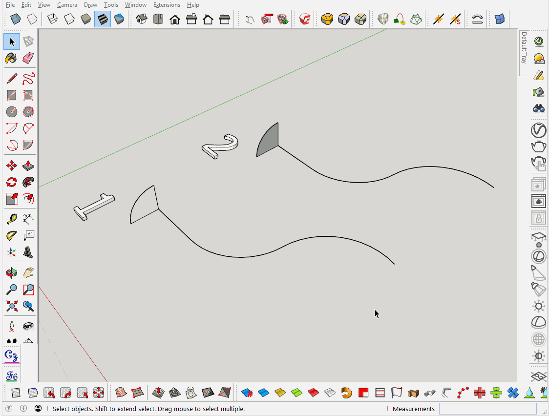Инструмент Ведение (Follow Me) SketchUp лицевая и обратная сторона