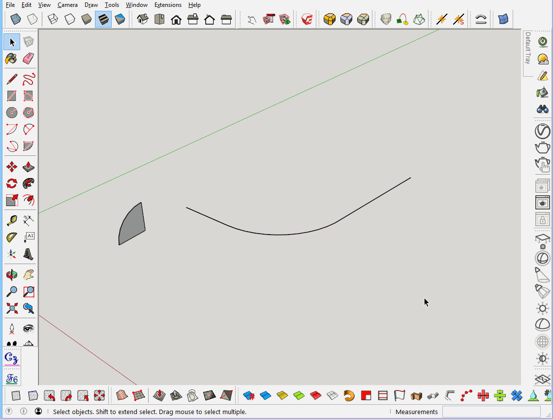 Инструмент Ведение (Follow Me) SketchUp смещённый путь