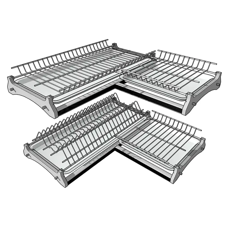 Угловая двухуровневая сушка для посуды