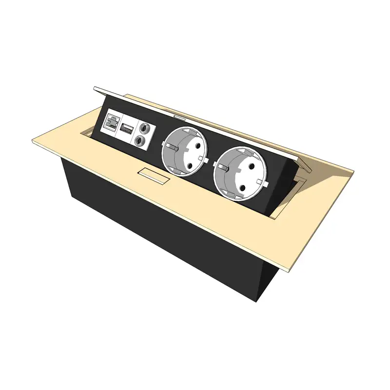 Блок розеток прямоугольный врезной (2 гнезда 1 USB)