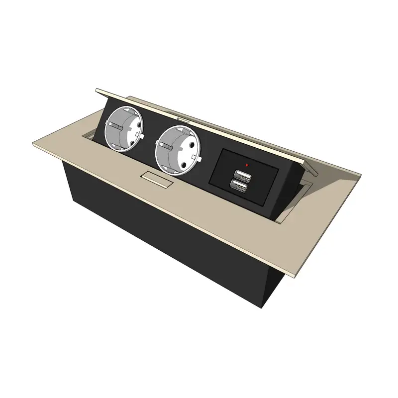 Блок розеток прямоугольный врезной (2 гнезда 2 USB)