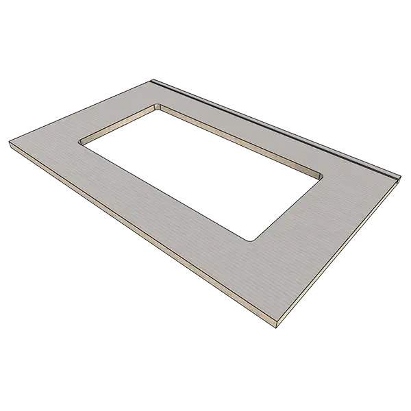 Горизонтальная мебельная панель с вырезом и пропилом